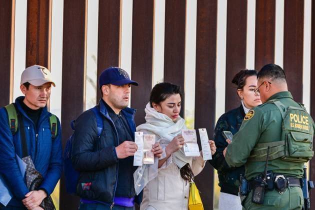 YUMA, AZ - MAY 11: Migrants seen set to cross the border at Cocopah Indian Reservation before Title 42 is set to end at 11:59pm allowing all migrants to apply for asylum after the three-year COVID-era health ban. Yuma, Arizona on May 11, 2023. Copyright: xDeeCeexCarterx