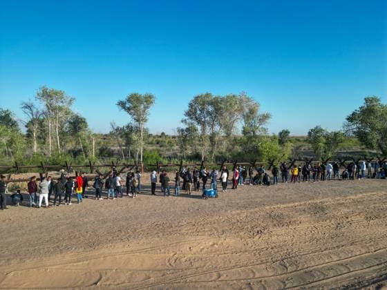 YUMA, AZ - MAY 11: Migrants seen set to cross the border at Cocopah Indian Reservation before Title 42 is set to end at 11:59pm allowing all migrants to apply for asylum after the three-year COVID-era health ban. Yuma, Arizona on May 11, 2023. Copyright: xDeeCeexCarterx