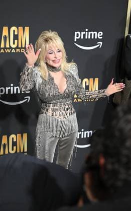 Co-Host Dolly Parton arrives on the red carpet for the 2023 Academy of Country Music Awards at The Star in Frisco, TX on Thursday, May 11, 2023.  FRS2023051113 IANxHALPERIN