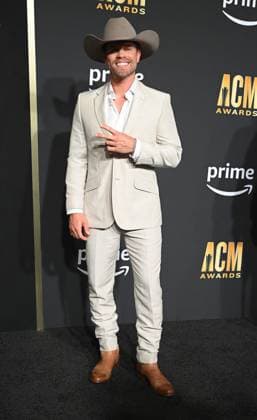 Dustin Lynch arrives on the red carpet for the 2023 Academy of Country Music Awards at The Star in Frisco, TX on Thursday, May 11, 2023.  FRS2023051132 IANxHALPERIN