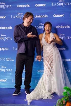 May 11, 2023, Mexico City, Mexico: Actor Javier Bardem and actress Halle Bailey attend the red carpet of The little Mermaid film premiere at Toreo Parque Central. on May 11, 2023 in Mexico City, Mexico. Mexico City Mexico - ZUMAe321 20230512_zia_e321_005 Copyright: xJulianxLopezx