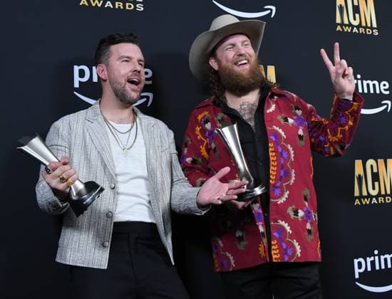 Brother Osborne show off thier Best Duo Award at the 2023 Academy of Country Music Awards at The Star in Frisco, TX on Thursday, May 11, 2023.  FRS2023051153 IANxHALPERIN