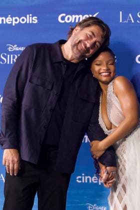 May 11, 2023, Mexico City, Mexico: Actor Javier Bardem and actress Halle Bailey attend the red carpet of The little Mermaid film premiere at Toreo Parque Central. on May 11, 2023 in Mexico City, Mexico. Mexico City Mexico - ZUMAe321 20230512_zia_e321_017 Copyright: xJulianxLopezx