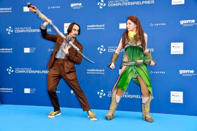 Andy Strauß with cosplayer Aloy at the award ceremony of the German Computer Game Award 2023 at Spindler Klatt Berlin, 11 05 2023 Foto:xN.xKubelkax xFuturexImage