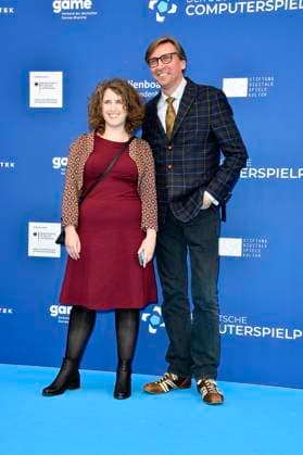 Laura Hofmann and Michael Sacher at the German Computer Game Award 2023 ceremony at Spindler Klatt Berlin, 11 05 2023 Foto:xN.xKubelkax xFuturexImage