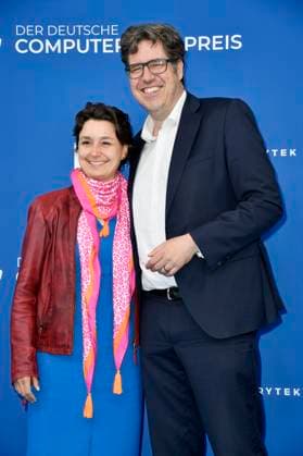 Sandra Detzer and Michael Kellner at the German Computer Game Award 2023 ceremony at Spindler Klatt Berlin, 11 05 2023 Foto:xN.xKubelkax xFuturexImage
