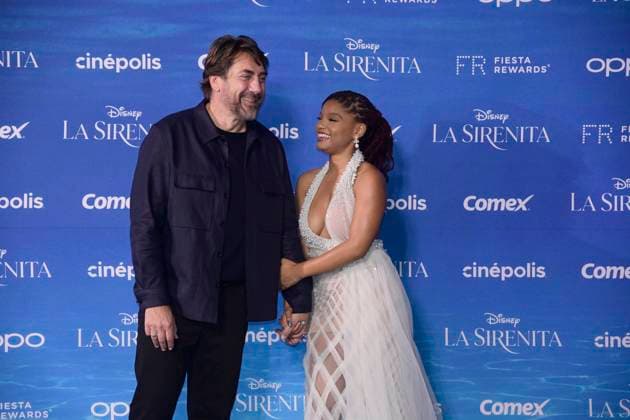 May 11, 2023, Mexico City, Mexico: Actor Javier Bardem and actress Halle Bailey attend the red carpet of The little Mermaid film premiere at Toreo Parque Central. on May 11, 2023 in Mexico City, Mexico. Mexico City Mexico - ZUMAe321 20230512_zia_e321_039 Copyright: xJaimex