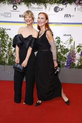 Heike Makatsch and Andrea Sawatzki at the arrival to the award ceremony German Film Award on 12 05 2023 in Berlin German Film Award 2023 in Berlin Arrival Red Carpet