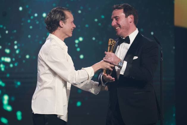 German Film Award 2023 Felix Kammerer Laudator BEST CAMERA VISUAL DESIGN Winner James Friend at the Lola German Film Award 2023 ceremony at the Theater am Potsdamer Platz in Berlin 12 05 2023 Copyright: xEventpressx