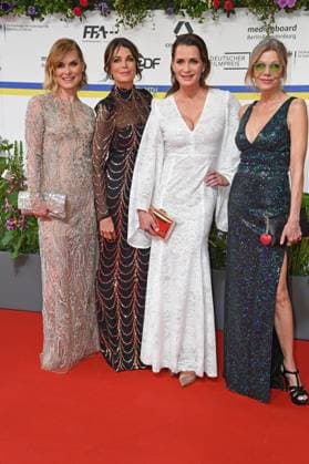 Andrea Lüdke, Gerit Kling, Anja Kling, Ursula Karven arriving on the red carpet for the GERMAN FILM AWARD 2023 at the Theater am Potsdamer Platz in Berlin on 12 05 2023