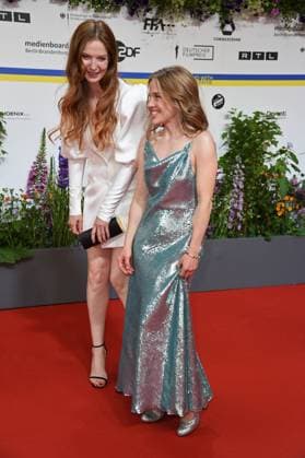 Paula Kalenberg, Pheline Roggan arriving on the red carpet for the GERMAN FILM AWARD 2023 at the Theater am Potsdamer Platz in Berlin on 12 05 2023