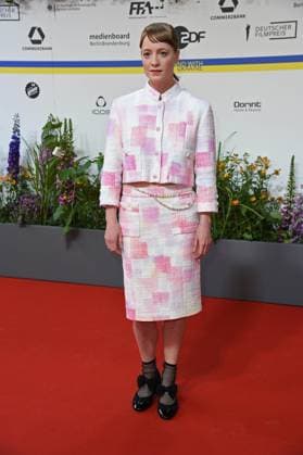 Leonie Benesch arriving on the red carpet for the GERMAN FILM AWARD 2023 at the Theater am Potsdamer Platz in Berlin on 12 05 2023