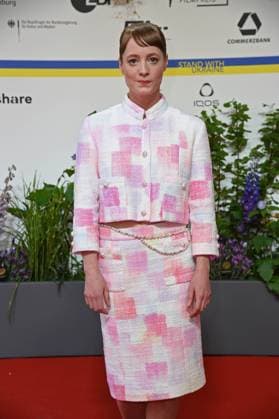 Leonie Benesch arriving on the red carpet for the GERMAN FILM AWARD 2023 at the Theater am Potsdamer Platz in Berlin on 12 05 2023