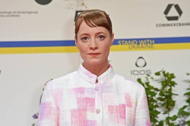 Leonie Benesch arriving on the red carpet for the GERMAN FILM AWARD 2023 at the Theater am Potsdamer Platz in Berlin on 12 05 2023