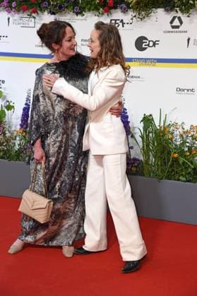 Natalia Wörner, Jeanette Hain arriving on the red carpet for the GERMAN FILM AWARD 2023 at the Theater am Potsdamer Platz in Berlin on 12 05 2023