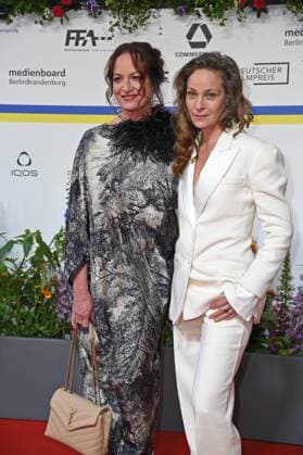 Natalia Wörner, Jeanette Hain arriving on the red carpet for the GERMAN FILM AWARD 2023 at the Theater am Potsdamer Platz in Berlin on 12 05 2023