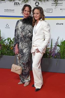 Natalia Wörner, Jeanette Hain arriving on the red carpet for the GERMAN FILM AWARD 2023 at the Theater am Potsdamer Platz in Berlin on 12 05 2023
