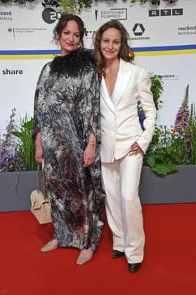 Natalia Wörner, Jeanette Hain arriving on the red carpet for the GERMAN FILM AWARD 2023 at the Theater am Potsdamer Platz in Berlin on 12 05 2023