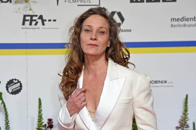 Jeanette Hain arriving on the red carpet for the GERMAN FILM AWARD 2023 at the Theater am Potsdamer Platz in Berlin on 12 05 2023