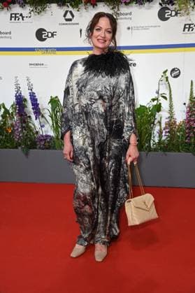 Natalia Wörner arriving on the red carpet for the GERMAN FILM AWARD 2023 at the Theater am Potsdamer Platz in Berlin on 12 05 2023