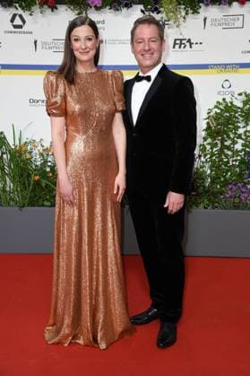 Alexandra Maria Lara, Florian Gallenberger arriving on the red carpet for the GERMAN FILM AWARD 2023 at the Theater am Potsdamer Platz in Berlin on 12 05 2023