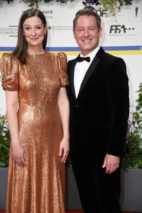 Alexandra Maria Lara, Florian Gallenberger arriving on the red carpet for the GERMAN FILM AWARD 2023 at the Theater am Potsdamer Platz in Berlin on 12 05 2023