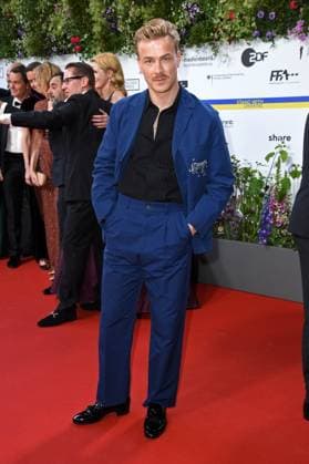 Albrecht Schuch arriving on the red carpet for the GERMAN FILM AWARD 2023 at the Theater am Potsdamer Platz in Berlin on 12 05 2023