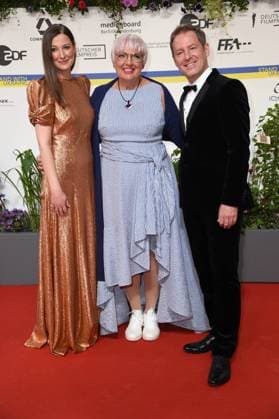Alexandra Maria Lara, Claudia Roth, Florian Gallenberger arriving on the red carpet for the GERMAN FILM AWARD 2023 at the Theater am Potsdamer Platz in Berlin on 12 05 2023