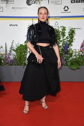 Sonja Gerhardt arriving on the red carpet for the GERMAN FILM AWARD 2023 at the Theater am Potsdamer Platz in Berlin on 12 05 2023