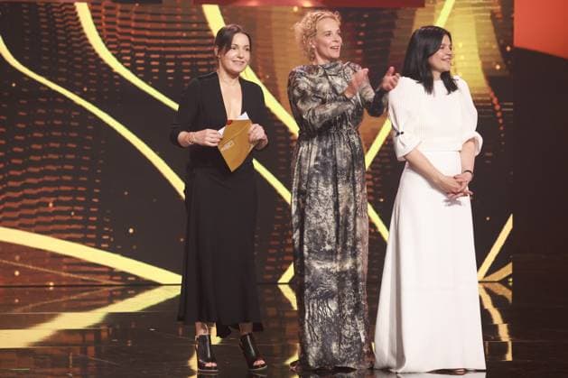 German Film Award 2023 Jasmin Tabatabai, Nicolette Krebitz, Katja Riemann Laudators BEST FILM MUSIC at the award ceremony Lola German Film Award 2023 at the Theater am Potsdamer Platz in Berlin 12 05 2023 Copyright: xEventpressx