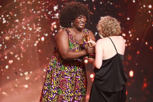 German Film Award 2023 Thelma Buabeng Laudator BEST COSTUME PICTURE Winner Tanja Hausner SISI ICH at the Lola German Film Award 2023 ceremony at the Theater am Potsdamer Platz in Berlin 12 05 2023 Copyright: xEventpressx