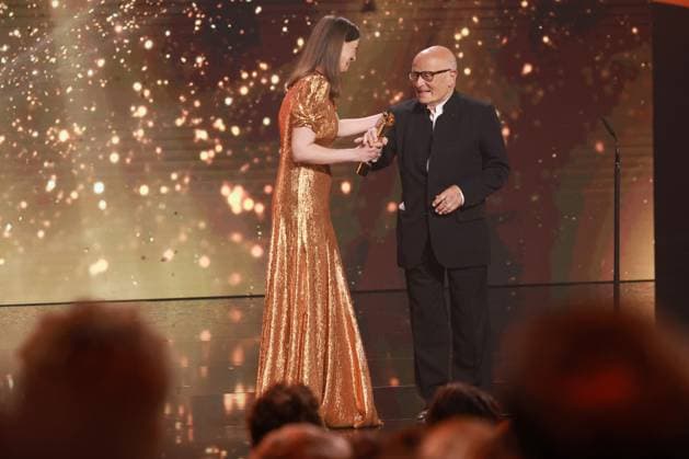 German Film Award 2023 Volker Schlöndorff Laureate HONORARY Award Presentation Lola Alexandra Maria Lara at the award ceremony Lola German Film Award 2023 at the Theater am Potsdamer Platz in Berlin 12 05 2023 Copyright: xEventpressx