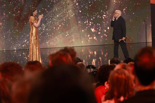 German Film Award 2023 Volker Schlöndorff Laureate HONORARY Award Presentation Lola Alexandra Maria Lara at the award ceremony Lola German Film Award 2023 at the Theater am Potsdamer Platz in Berlin 12 05 2023 Copyright: xEventpressx