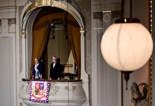 Czech President Petr Pavel, right, and his wife Eva Pavlova, left, attend the opening of the 78th Prague Spring Festival by the traditional My Country symphonic cycle by Bedrich Smetana, performed by the Welsh National Opera Orchestra led by Czech conductor Tomas Hanus, on May 12, 2023, in Prague, Czech Republic. (CTKxPhoto RomanxVondrous) CTKPhotoP2023051210219  CTKPhotoP2023051210219
