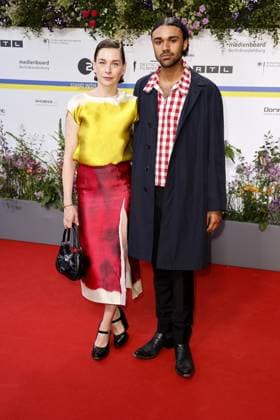 Christiane Paul and Langston Uibel at the arrival to the German Film Award ceremony on 12 05 2023 in Berlin German Film Award 2023 in Berlin Arrival Red Carpet