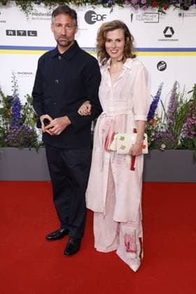Benjamin Sadler and Karin Hanczewski arriving for the German Film Award ceremony on 12 05 2023 in Berlin German Film Award 2023 in Berlin Arrival Red Carpet