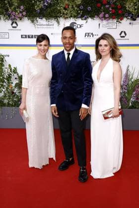 Aylin Tezel, Jerry Hoffmann and Natalia Rudziewic at the arrival to the German Film Award ceremony on 12 05 2023 in Berlin German Film Award 2023 in Berlin Arrival Red Carpet