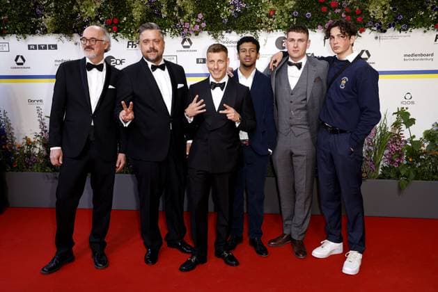 David Wnendt, Felix Lobrecht, Aaron Maldonado Morales, Luvre47 and Levy Rico Arcos arriving for the German Film Award ceremony on 12 05 2023 in Berlin German Film Award 2023 in Berlin Arrival Red Carpet