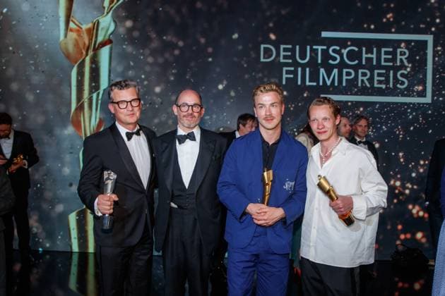 Event German Film Award 2023 Malte Grunert, Edward Berger, Albrecht Schuch and Felix Kammerer at the 73 German Film Award in the Theater am Potsdamerplatz on 12 05 2023 in Berlin Copyright: xEventpressxKochanx
