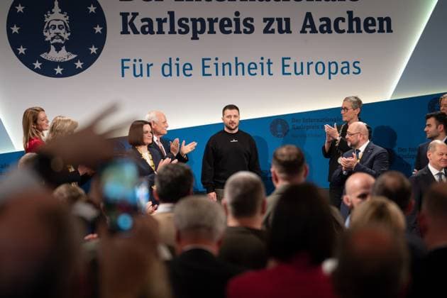 Award of the Charlemagne Prize in Aachen Cathedral to the Ukrainian people Aachen North Rhine Westphalia Germany