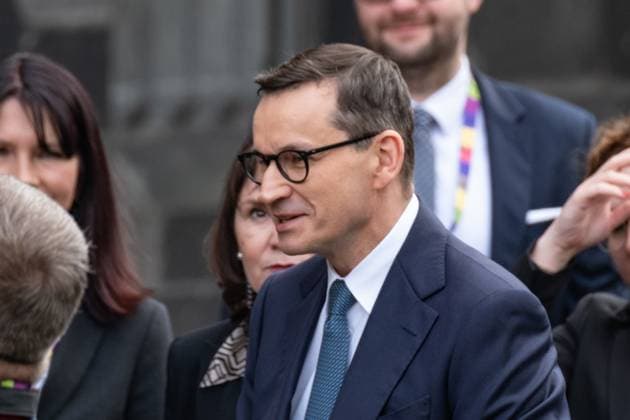 Karlspreisverleihung in Aachen am 14. Mai 2023. Der polnische Premieminister Mateusz Morawiecki. GERMANY - AACHEN - KARLSPREIS