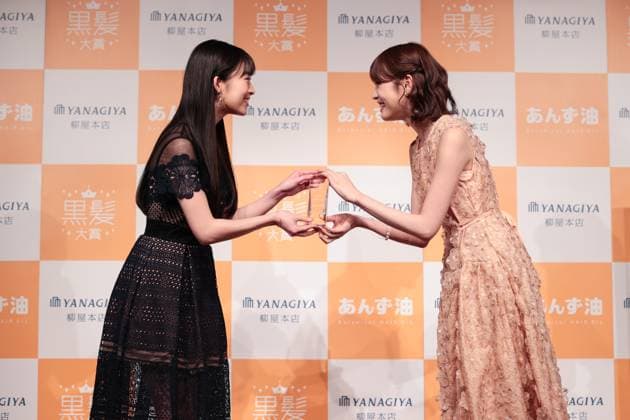 (L-R) Actress Ayaka Imoto, Actress Hikaru Takahashi attend the 6th Black Hair Award Ceremony in Tokyo, Japan on Tuesday, May 16, 2023.  , aflo_218582305.JPG,