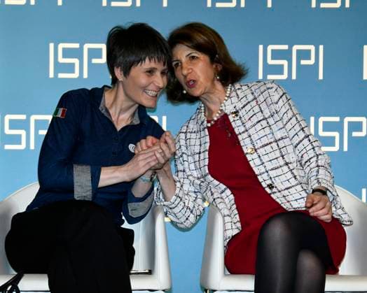 photo IPP Mario Romano Milan 16 5 2023 ISPI Prize 2022 in the photo Samantha Cristoforetti , ESA astronaut™ and Fabiola Gianotti, director general of CERN Italy Photo Press World Copyright ISPI Prize 2022  0