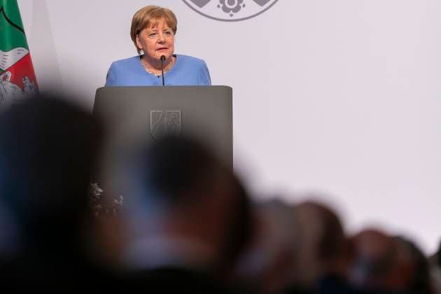 Dr Angela Merkel Federal Chancellor a D , Cologne, Award of the State Prize of the State of North Rhine-Westphalia to Federal Chancellor a D Dr Angela Merkel, 16 05 2023, Flora Cologne