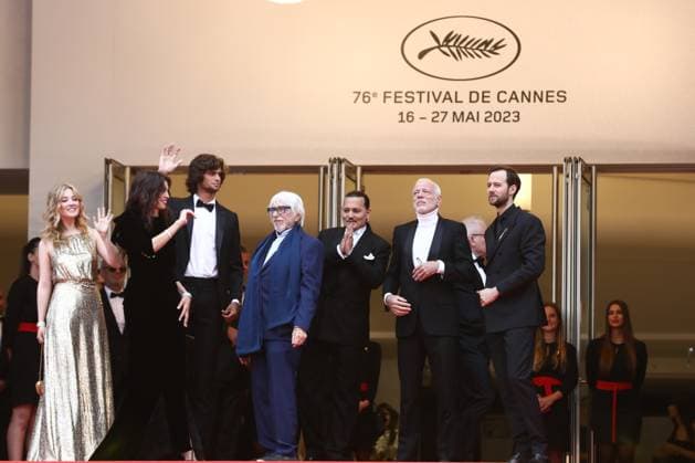 May 16, 2023, Cannes, Cote d Azur, France: Jeanne du Barry cast and crew including director MAIWENN and actors PIERRE RICHARD and JOHNNY DEPP attend the screening of Jeanne du Barry and Opening Ceremony red carpet for the 76th Annual Cannes Film Festival at Palais des Festivals on May 16, 2023 in Cannes, France Cannes France - ZUMAc179 20230516_zep_c179_212 Copyright: xMickaelxChavetx