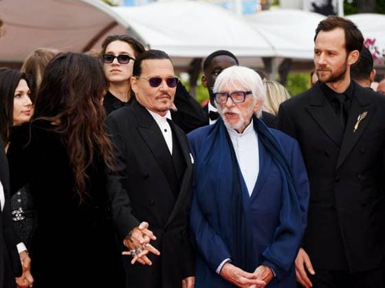 Internationale Filmfestspiele von Cannes, Eröffnung 76th Cannes Film Festival 2023, evening 1 - red carpet of the film Jeanne du Barry - opening ceremony. Pictured: MaÃ¯wenn , Johnny Depp, Pierre Richard, Benjamin Lavernhe  Copyright: xSimonexComix xipa-agency.netx xPoolxPhotoxEventsx01x IPA_IPA37976986