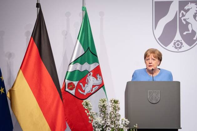 Award of the State Prize 2023 of the State of North Rhine Westphalia to the Chancellor a D Current, 16 05 2023, Cologne, Chancellor a D Dr Angela Merkel during her speech at the ceremony in her honor for the award of the State Prize 2023 of the State of North Rhine Westphalia to the Chancellor a D at the Flora in Cologne Cologne North Rhine Westphalia Germany