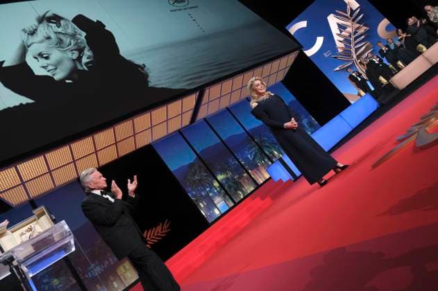 Michael Douglas and Catherine Deneuve at the Opening Ceremony with the award of the Palme dOr for Lifetime Achievement to Michael Douglas at the Festival de Cannes 2023 76 Cannes International Film Festival at the Palais des Festivals Cannes, 16 05 2023. Foto:xD.xBedrosianx xFuturexImage