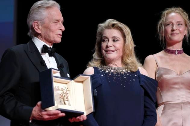 Michael Douglas, Catherine Deneuve and Uma Thurman at the Opening Ceremony with the award of the Palme dOr for Lifetime Achievement to Michael Douglas at the Festival de Cannes 2023 76 Cannes International Film Festival at the Palais des Festivals Cannes, 16 05 2023. Foto:xD.xBedrosianx xFuturexImage