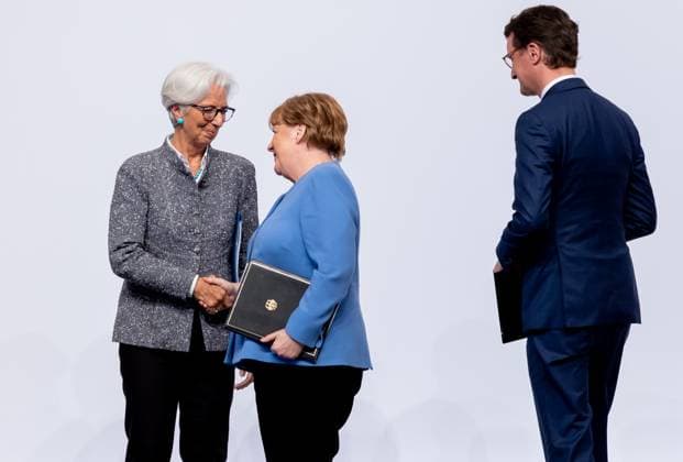 Award State Prize to Angela Merkel Chancellor a D Angela Merkel is honored on Tuesday 16 05 2023 with the State Prize NRW Presented by Christine Lagarde and Prime Minister Hendrik Wüst Cologne North Rhine Westphalia Germany